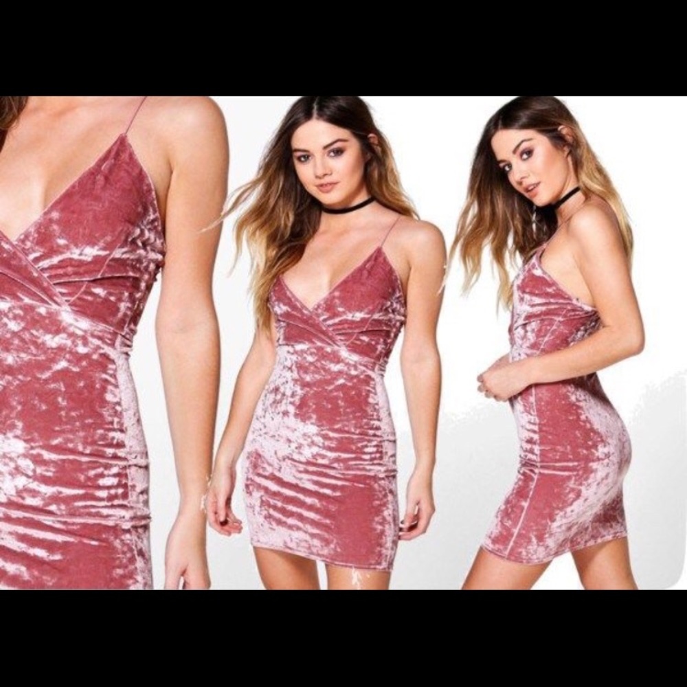 Pink Velvet Bodycon Dress